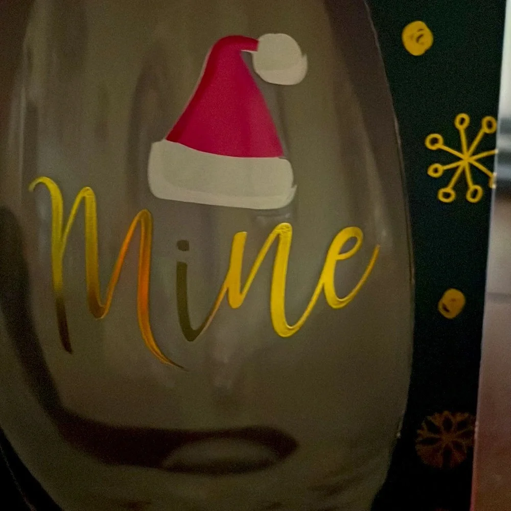 Christmas in July! Santa’s & Mine Stemless Wine Glasses
